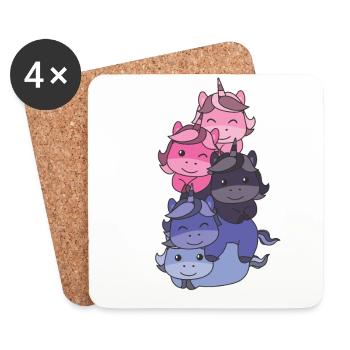 Omnisexuell Flag Pride LGBTQ süßer Einhorn Stapel - Untersetzer (4er-Set) - Weiß - Vorne