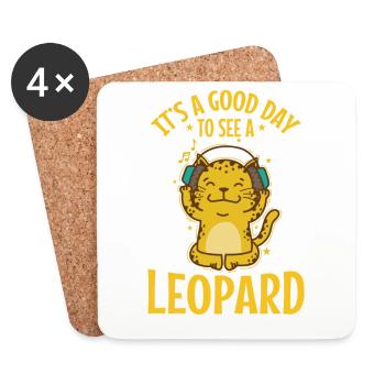 It's a good Day to see a Leopard Raubkatze - Untersetzer (4er-Set) - Weiß - Vorne
