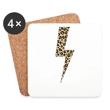 Léopard Lightning Big Cat Afrique - Dessous de verre (lot de 4) - blanc - Devant