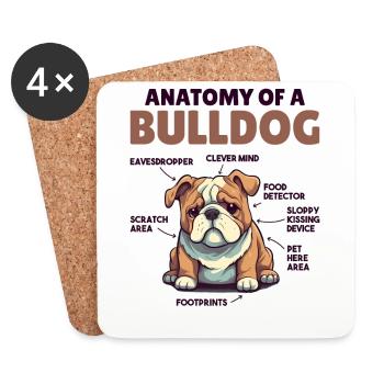 Explication du chien Anatomie d’un bouledogue - Dessous de verre (lot de 4) - blanc - Devant
