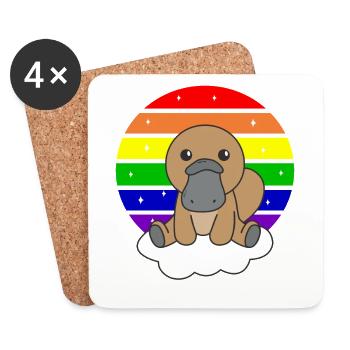 Platypus colorful rainbow for kids - Coasters (set of 4) - white - Front