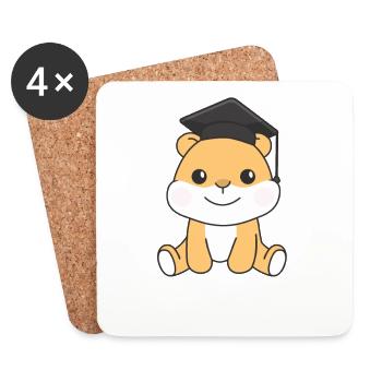 Kids Kindergarten l’a cloué Hamster Graduation - Dessous de verre (lot de 4) - blanc - Devant