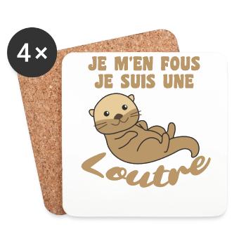 Je m'en fous je suis une loutre - süßer Otter - Untersetzer (4er-Set) - Weiß - Vorne