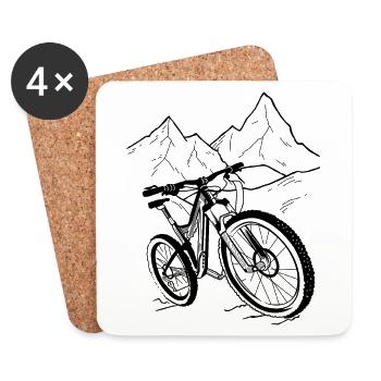 MTB Bicycle Mountain Bike Cycling Mountain Bikers - Coasters (set of 4) - white - Front