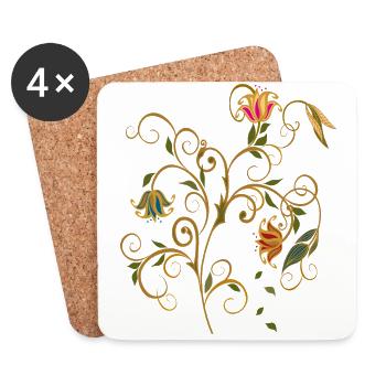 Blumenranke - Untersetzer (4er-Set) - Weiß - Vorne