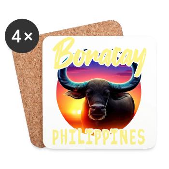 Boracay Philippinen - Wasserbüffel - Untersetzer (4er-Set) - Weiß - Vorne