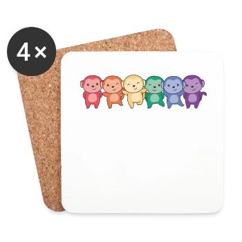 Rainbow Monkey Flag Pride LGBTQ Cute Monkey - Dessous de verre (lot de 4) - blanc - Devant