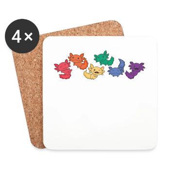 Regenbogen Axolotl Flag Pride LGBTQ süße Axolotls - Untersetzer (4er-Set) - Weiß - Vorne