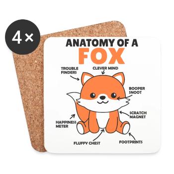 Explication du renard mignon Anatomie d’un renard - Dessous de verre (lot de 4) - blanc - Devant