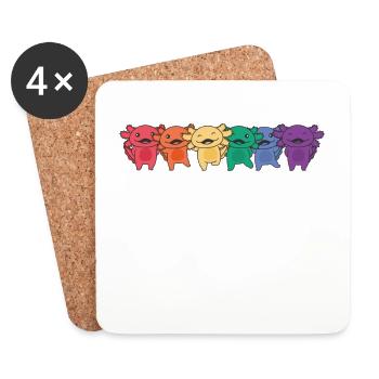 Regenbogen Axolotl Flag Pride LGBTQ süße Axolotls - Untersetzer (4er-Set) - Weiß - Vorne