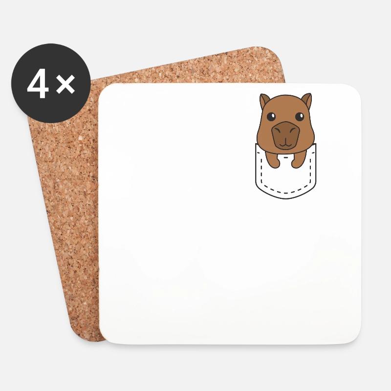 Capybara in Tasche süßer Capybara in Brusttasche - Untersetzer (4er-Set) - Weiß