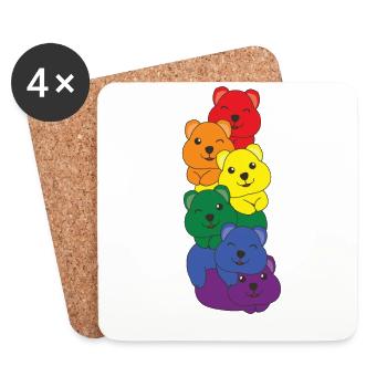 Rainbow Flag Pride LGBTQ Cute Quokka Stack - Coasters (set of 4) - white - Front