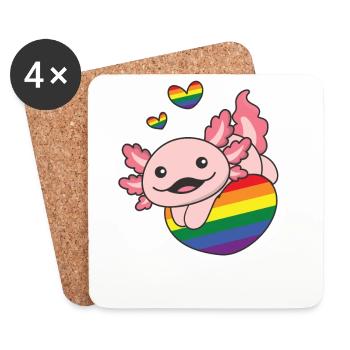 Regenbogen Flag Pride LGBTQ süßer Axolotl Love - Untersetzer (4er-Set) - Weiß - Vorne