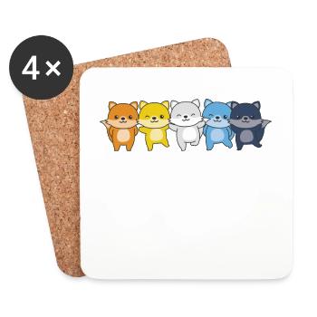 Aroace Drapeau Pride LGBTQ Mignon Renard - Dessous de verre (lot de 4) - blanc - Devant