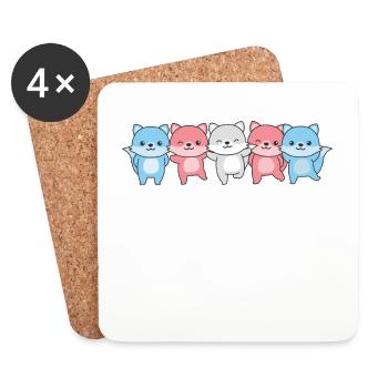 Transgender Flag Pride LGBTQ Cute Fox - Coasters (set of 4) - white - Front