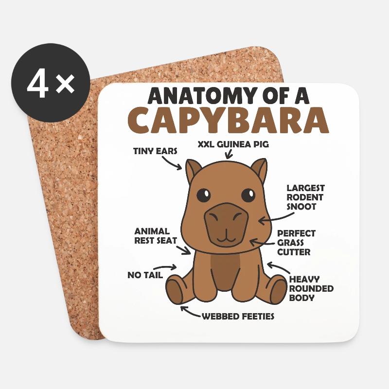 süßes Capybara Erklärung Anatomy of a Capybara - Untersetzer (4er-Set) - Weiß