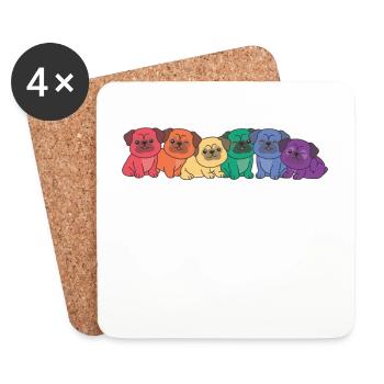 Regenbogen Mops Flag Pride LGBTQ süße Hunde - Untersetzer (4er-Set) - Weiß - Vorne
