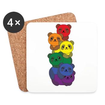 Rainbow Flag Pride LGBTQ Mignon Panda Stack - Dessous de verre (lot de 4) - blanc - Devant