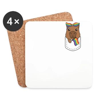 Rainbow Capybara Flag Pride LGBTQ Capybaras - Coasters (set of 4) - white - Front