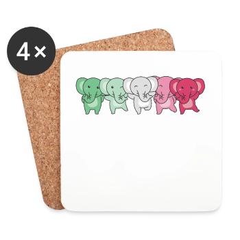 Abrossexual Flag Pride LGBTQ Cute Elephant - Coasters (set of 4) - white - Front