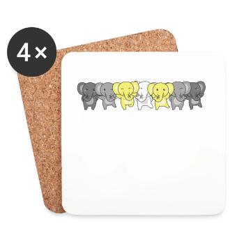 Demiping Flag Pride LGBTQ Cute Elephant - Coasters (set of 4) - white - Front