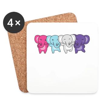 Multisexual Flag Pride LGBTQ Cute Elephant - Coasters (set of 4) - white - Front