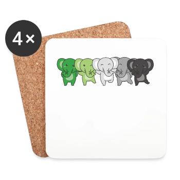 Aromantik Flag Pride LGBTQ Cute Elephant - Coasters (set of 4) - white - Front