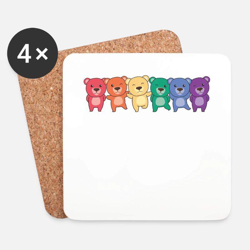 Regenbogen Bär Flag Pride LGBTQ süße Bären - Untersetzer (4er-Set) - Weiß