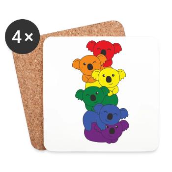 Rainbow Flag Pride LGBTQ Mignon Koala Stack - Dessous de verre (lot de 4) - blanc - Devant