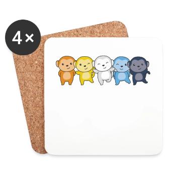 Aroace Flag Pride LGBTQ Mignon Singe - Dessous de verre (lot de 4) - blanc - Devant
