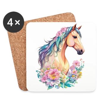 Schöne Stute Pony Pferd Blumen Design Floral - Untersetzer (4er-Set) - Weiß - Vorne