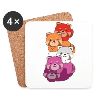 Lesbian Flag Pride LGBTQ Cute Red Panda - Coasters (set of 4) - white - Front