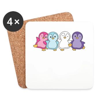 Multisexual Flag Pride LGBTQ mignons pingouins - Dessous de verre (lot de 4) - blanc - Devant