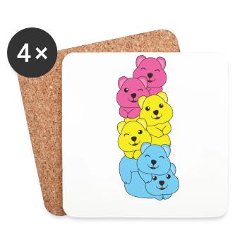 Pansexual Flag Pride LGBTQ Cute Quokka - Coasters (set of 4) - white - Front