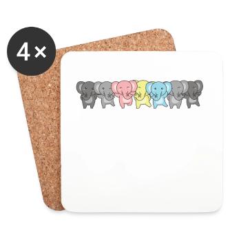 Demiflux Flag Pride LGBTQ Cute Elephant - Coasters (set of 4) - white - Front
