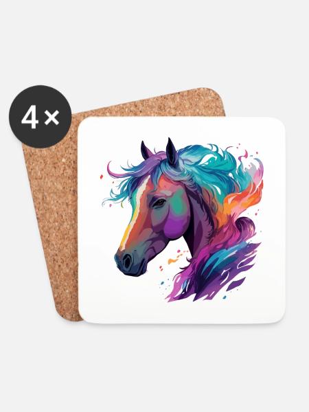 Pferd Pony Reitsport Kunstwerk Pferde-Fans Design - Untersetzer (4er-Set) - Weiß