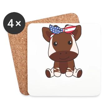 4th of July American okapi for children USA - Coasters (set of 4) - white - Front