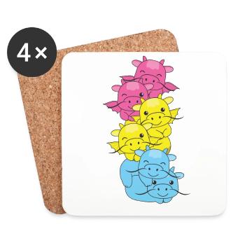 Pansexual Flag Pride LGBTQ Mignon Dragon - Dessous de verre (lot de 4) - blanc - Devant