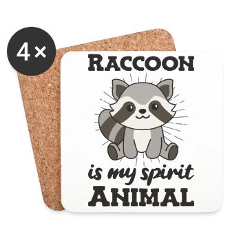 Raccoon is my spirit animal - cute raccoon - Coasters (set of 4) - white - Front