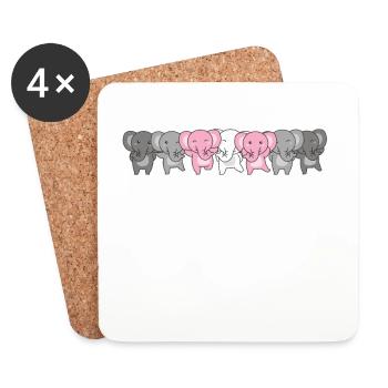 Demigirl Flag Pride LGBTQ Cute Elephant - Coasters (set of 4) - white - Front