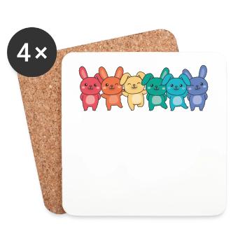 Regenbogen Hase Flag Pride LGBTQ süße Hasen - Untersetzer (4er-Set) - Weiß - Vorne