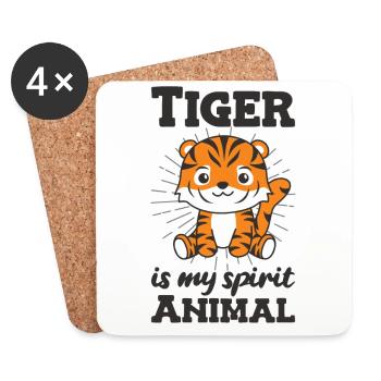 Le tigre est mon animal spirituel - süßer Tiger - Dessous de verre (lot de 4) - blanc - Devant