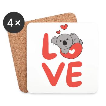 Koala pour la Saint-Valentin Animaux mignons Coeurs Amour - Dessous de verre (lot de 4) - blanc - Devant