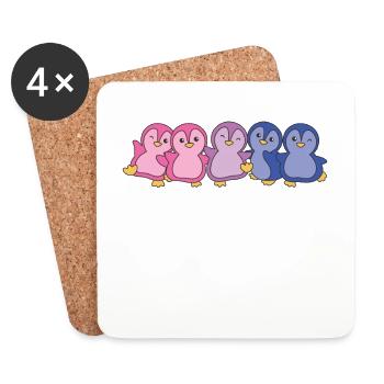 Bisexual Flag Pride LGBTQ mignon pingouin - Dessous de verre (lot de 4) - blanc - Devant