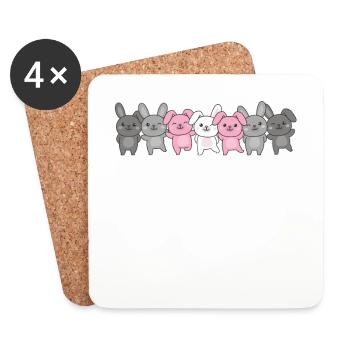 Demigirl Flag Pride LGBTQ Cute Bunny - Coasters (set of 4) - white - Front