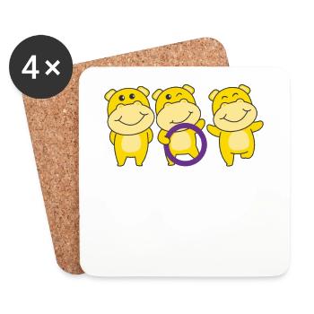 Intersex Flag Pride LGBTQ Cute Hippo - Coasters (set of 4) - white - Front
