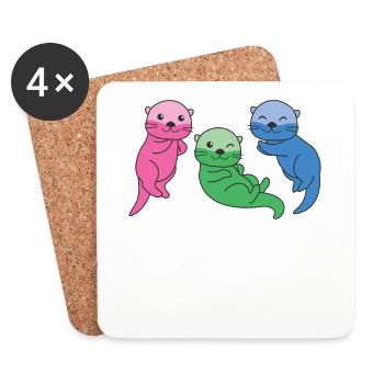 Polysexual Flag Pride LGBTQ Otter - Dessous de verre (lot de 4) - blanc - Devant