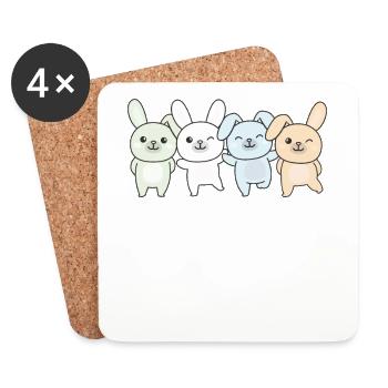 Unlabeld Flag Pride LGBTQ Cute Bunny - Coasters (set of 4) - white - Front