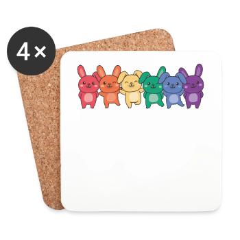Regenbogen Hase Flag Pride LGBTQ süße Hasen - Untersetzer (4er-Set) - Weiß - Vorne