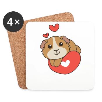 Cochons d’Inde pour la Saint-Valentin coeur d’animaux mignons - Dessous de verre (lot de 4) - blanc - Devant